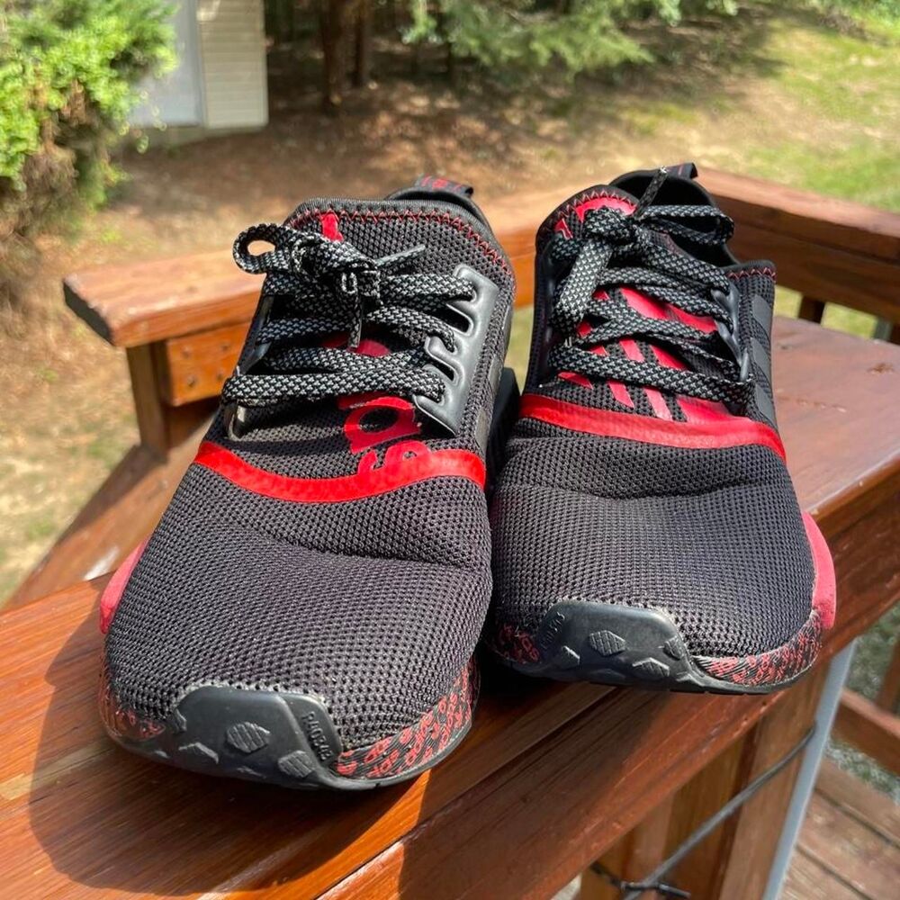 Adidas Big Kid 6 Adidas NMD R1 Black Red Running Jog Sneakers